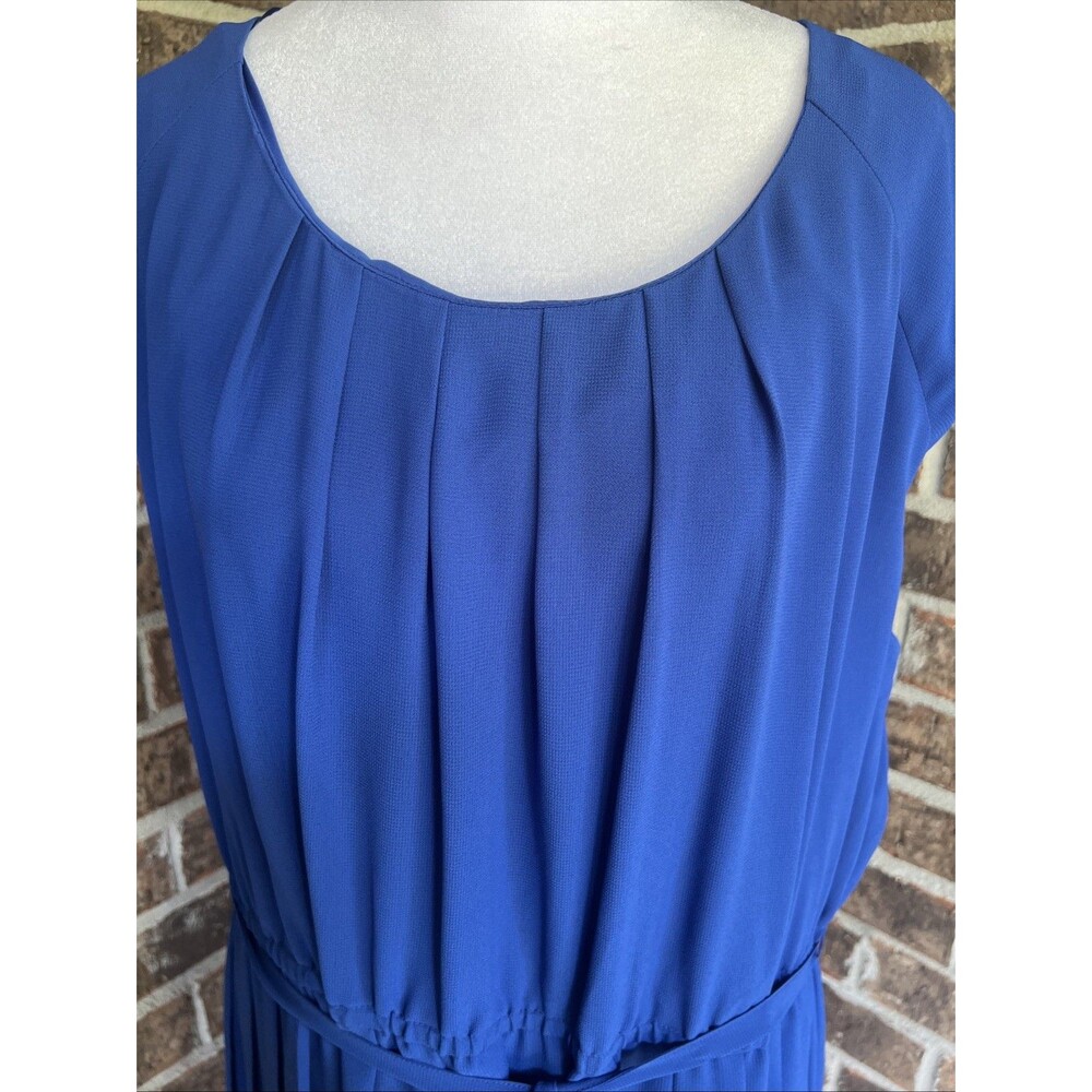 Catherine’s Woman Cobalt Blue Elastic Waist Tie Front Pleated Casual Dress 2X - Picture 5 of 16
